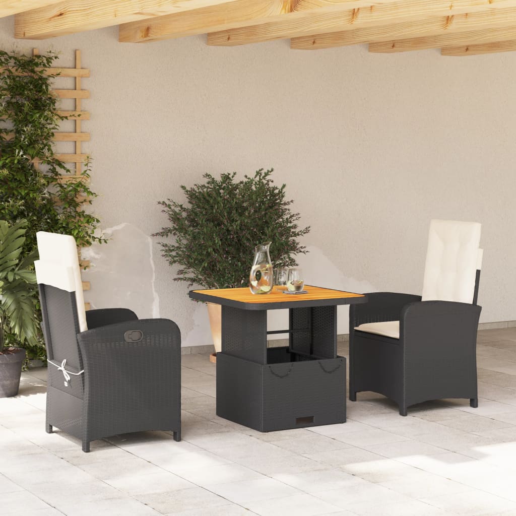 Tuinset Met Kussens Poly Rattan Zwart