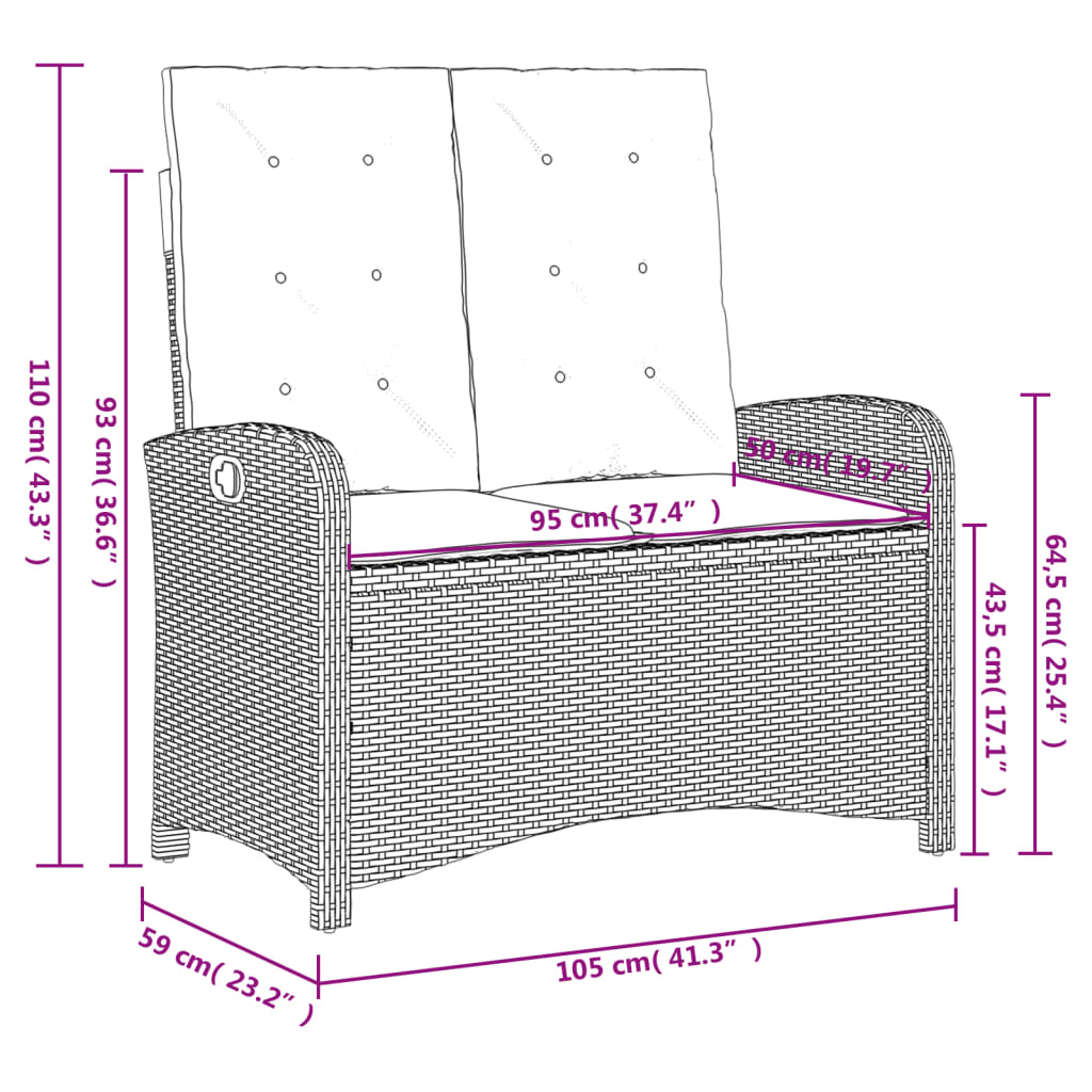 Tuinset Met Kussens Poly Rattan Zwart