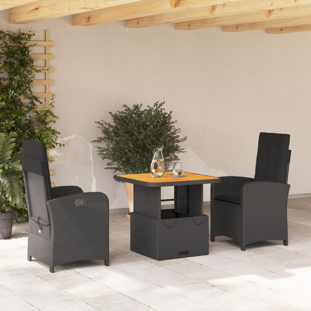 Tuinset Met Kussens Poly Rattan Zwart