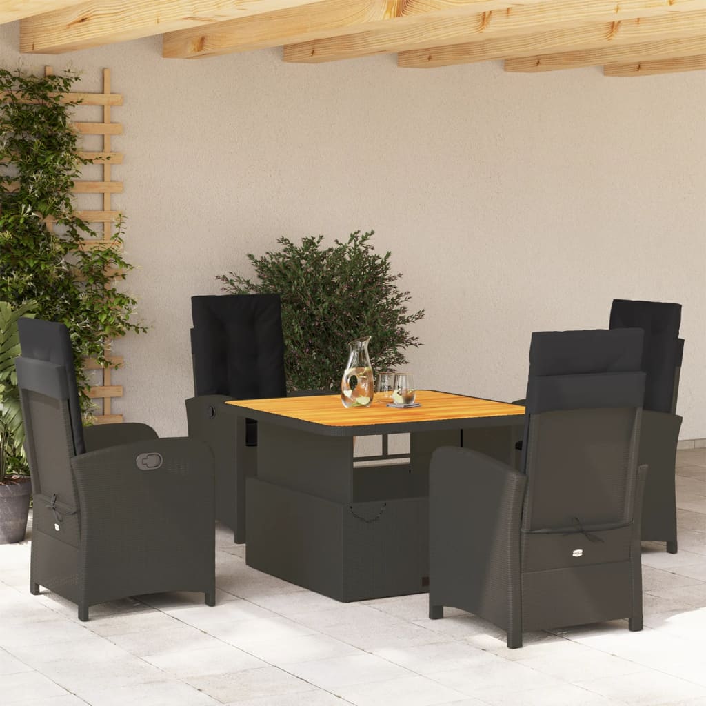 Tuinset Met Kussens Poly Rattan Zwart