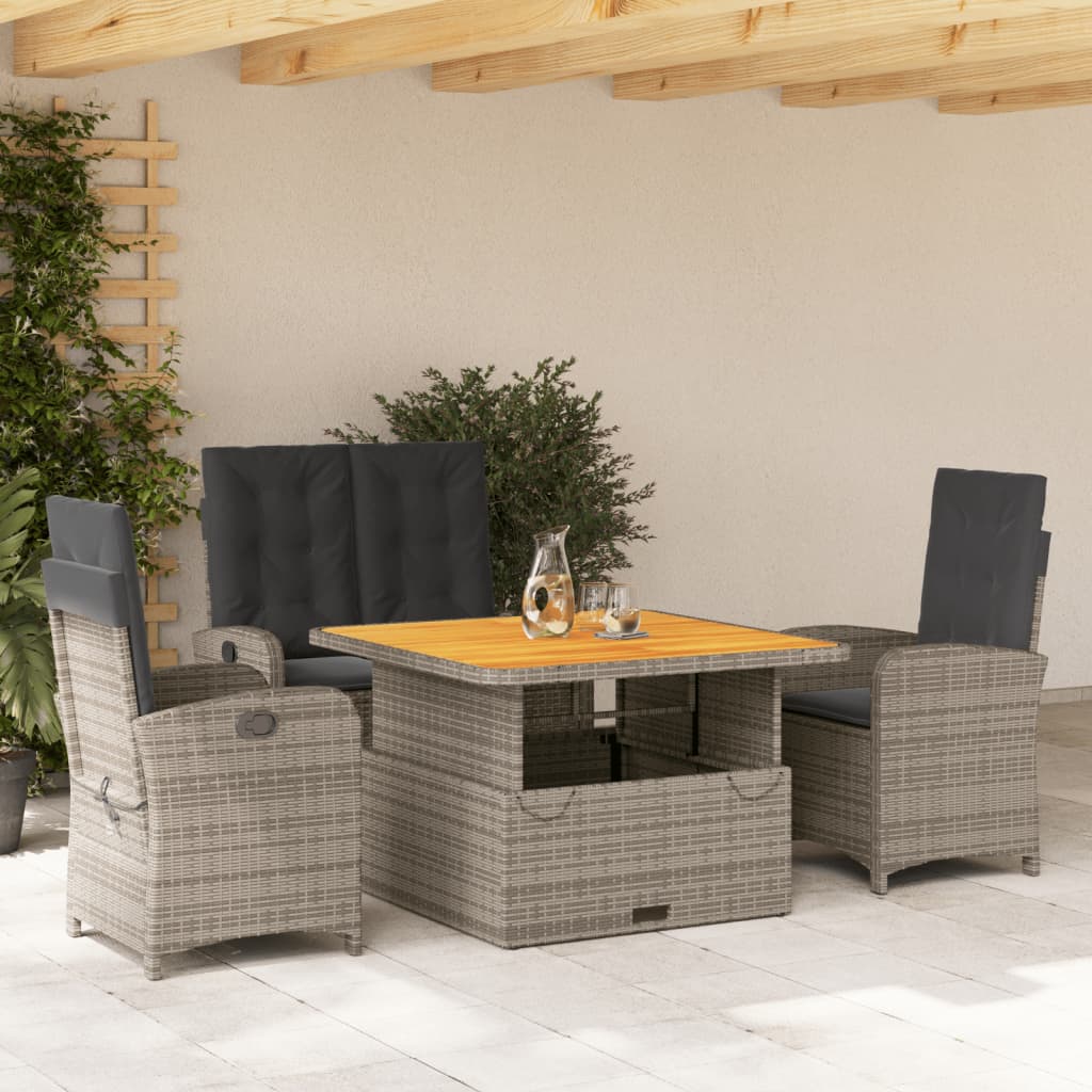 Tuinset Met Kussens Poly Rattan Grijs