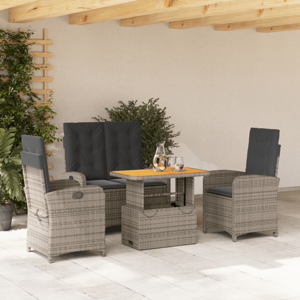 Tuinset Met Kussens Poly Rattan Grijs