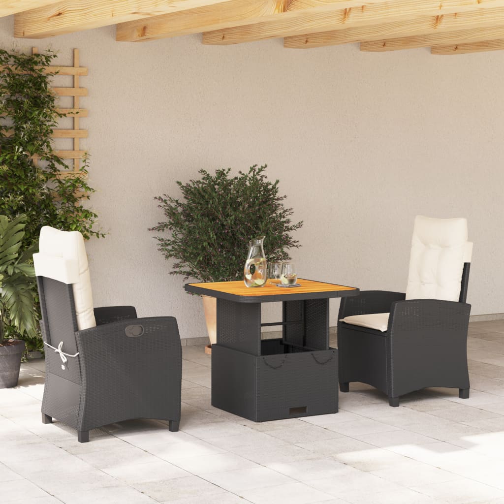 Tuinset Met Kussens Poly Rattan Zwart