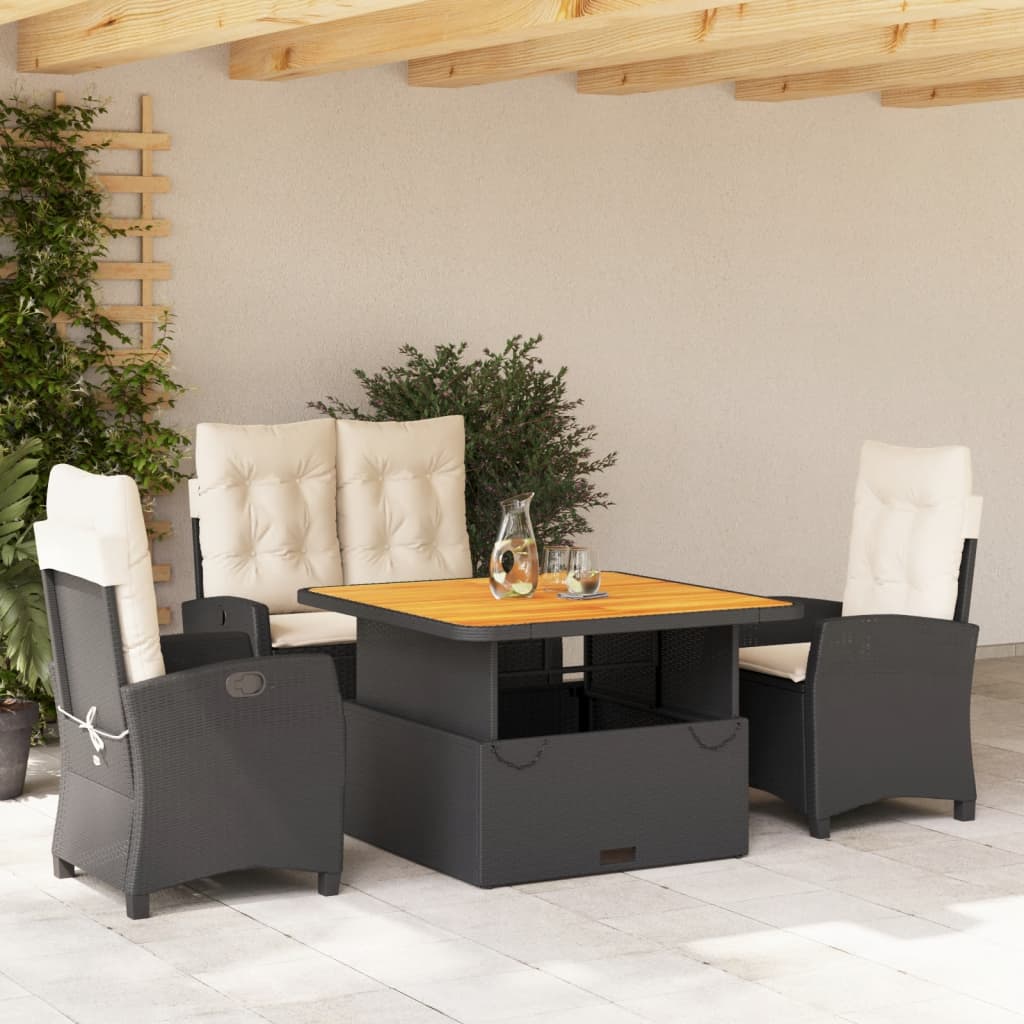 Tuinset Met Kussens Poly Rattan Zwart