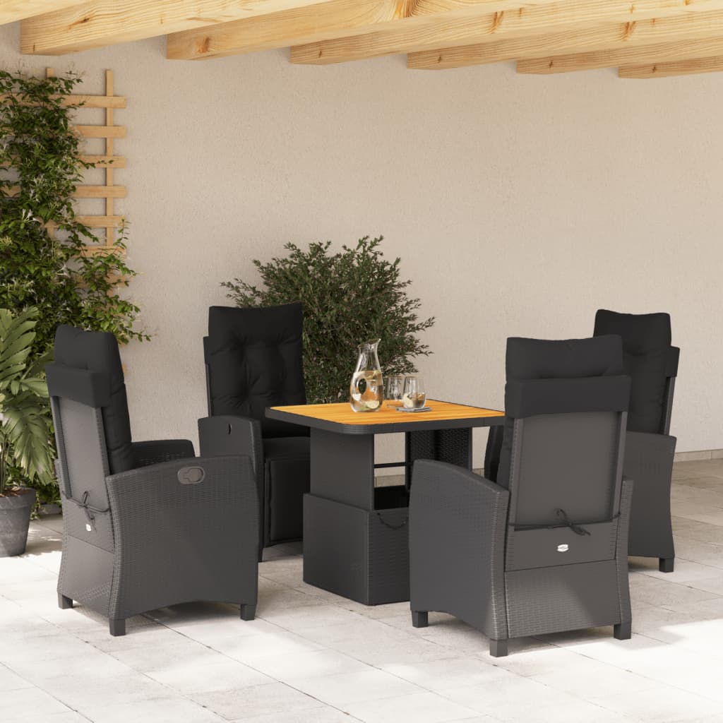 Tuinset Met Kussens Poly Rattan Zwart