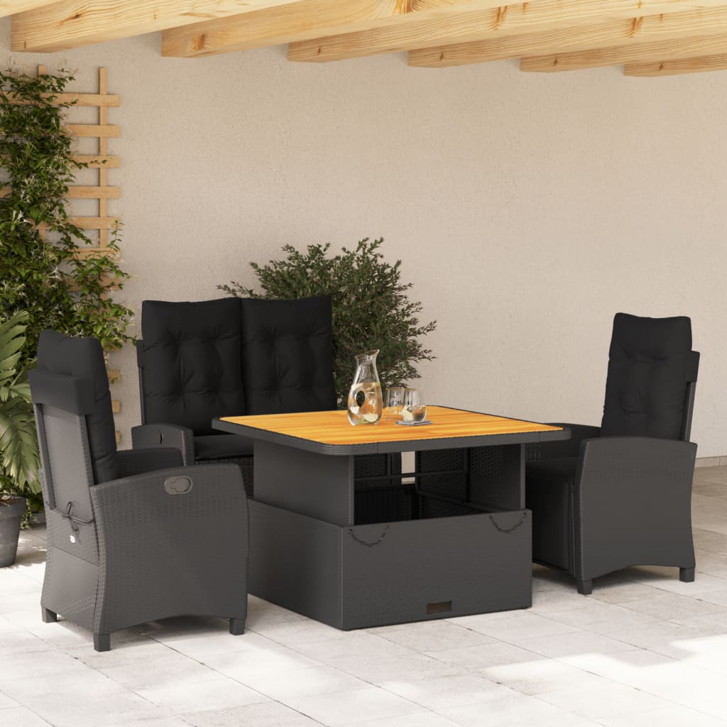 Tuinset Met Kussens Poly Rattan Zwart