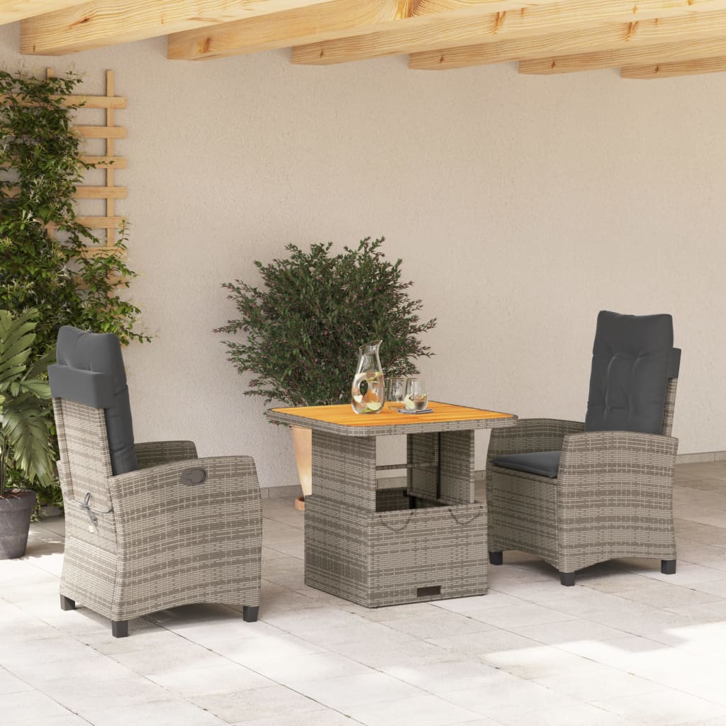 Tuinset Met Kussens Poly Rattan Grijs