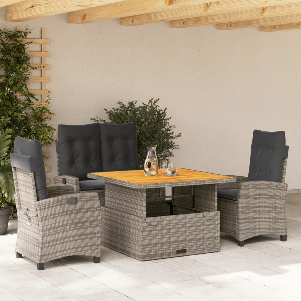 Tuinset Met Kussens Poly Rattan Grijs