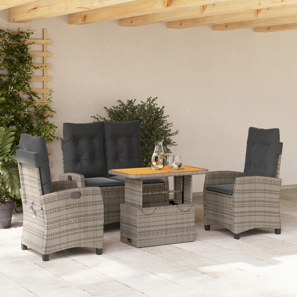 Tuinset Met Kussens Poly Rattan Grijs