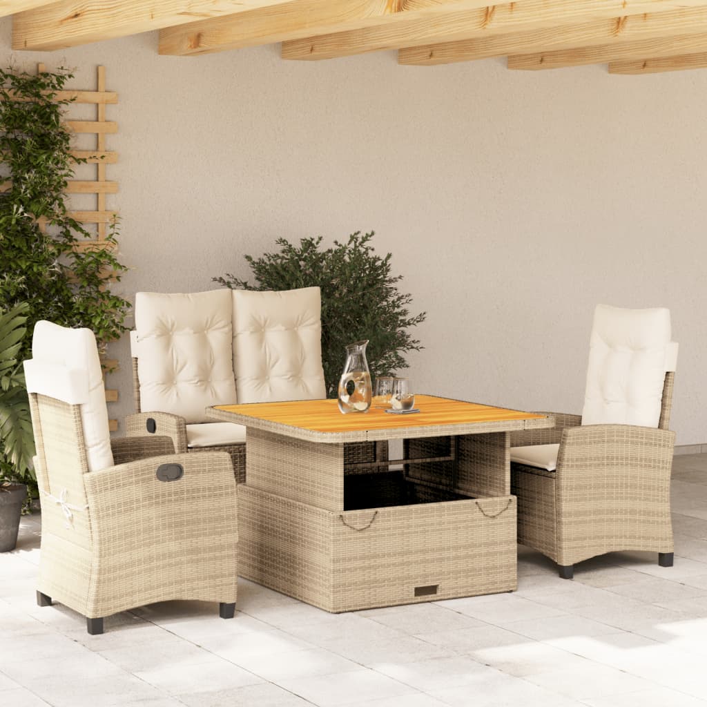 Tuinset Met Kussens Poly Rattan Beige