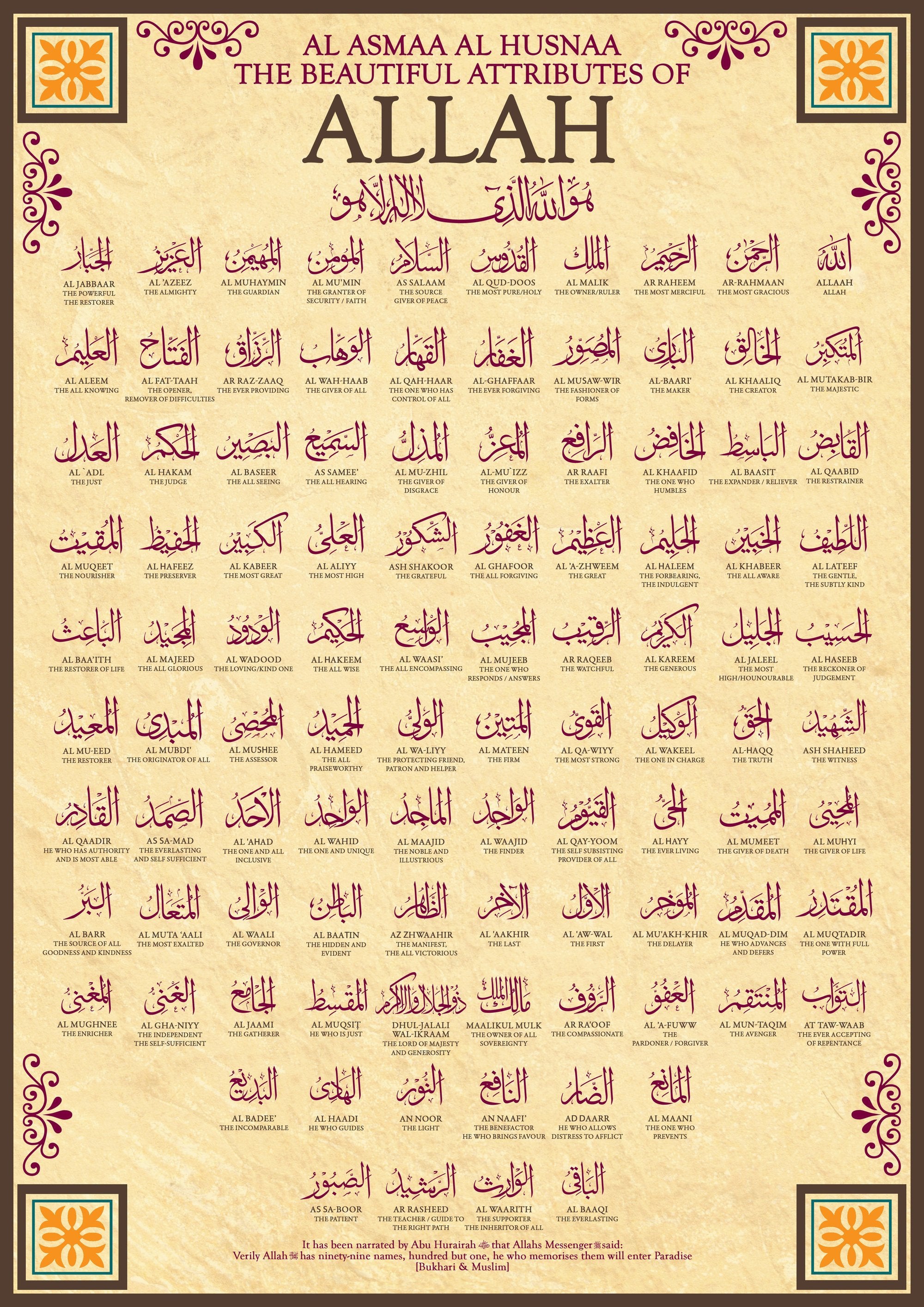 99 Beautiful Names Of Allah That We Should Strive To Memorize – Zaahara