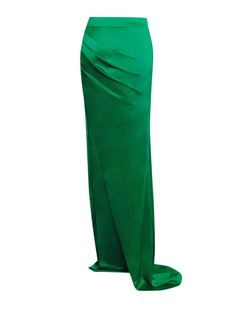 Rylie Emerald Green High Slit Satin Skirt – Miss Circle