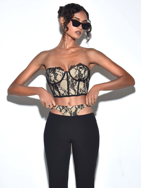 Gia Black Lace Corset Cropped Top – Miss Circle