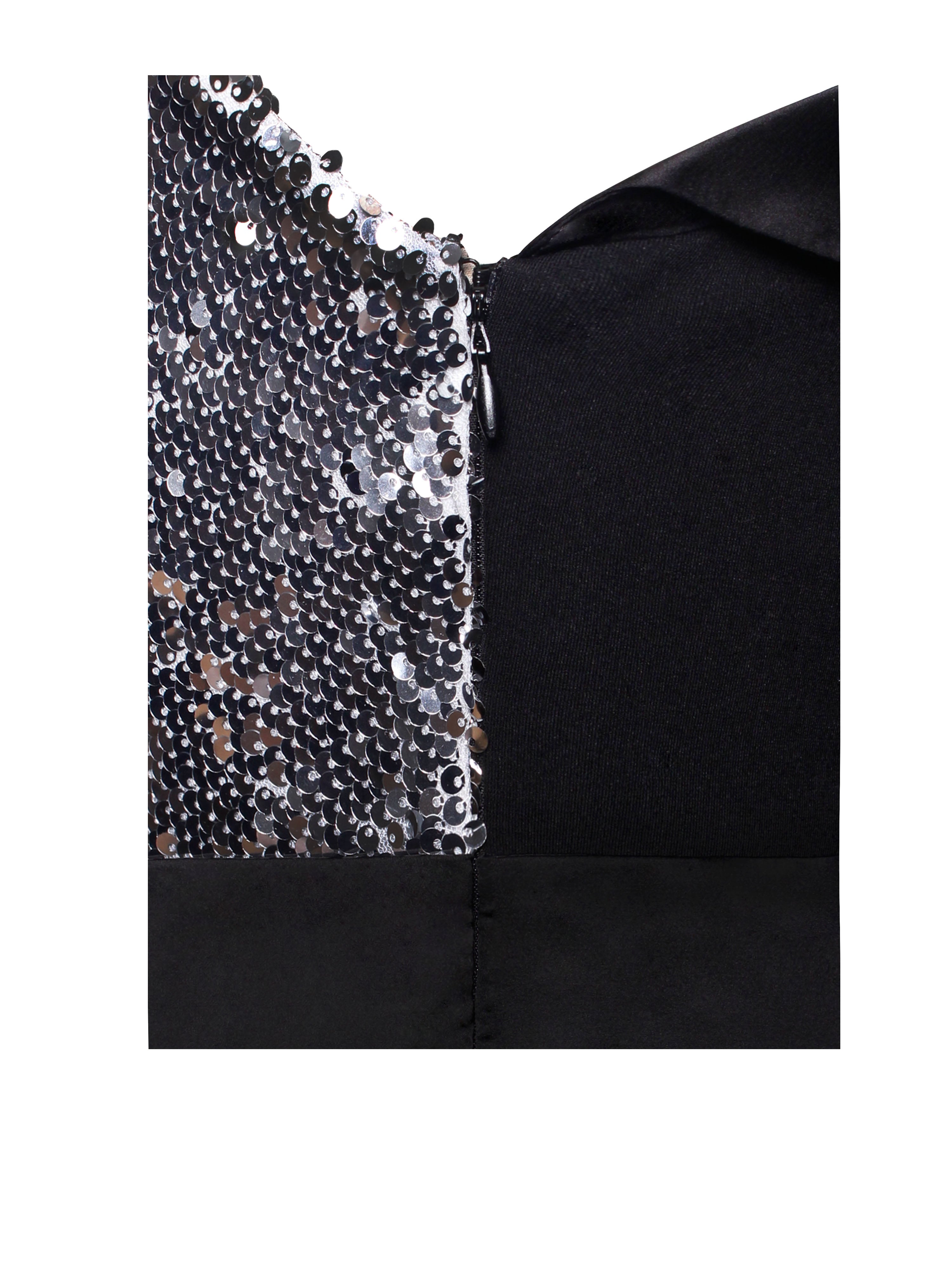 Silver Night One Sleeved Sequin Crepe Tuxedo Blazer Dress