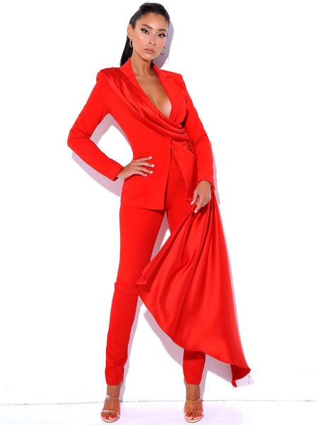 Vandra Red Draping Blazer Jacket – Miss Circle