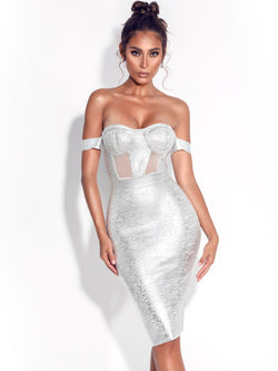 silver bandage dress