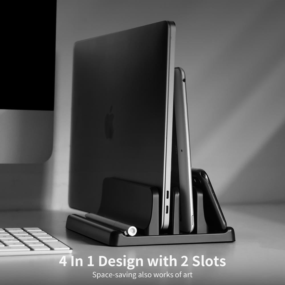 Vertical Laptop Stand Holder Adjustable Desktop Notebook Dock Space-Saving 3 In 1 computer stand