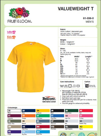 Mens Fit T-Shirt Size Guide