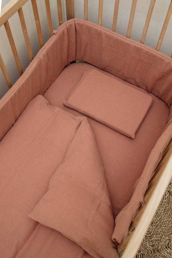 Dusty Rose Muslin Cot Duvet