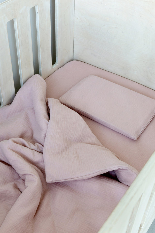 Dusty Pink Muslin Cot Duvet