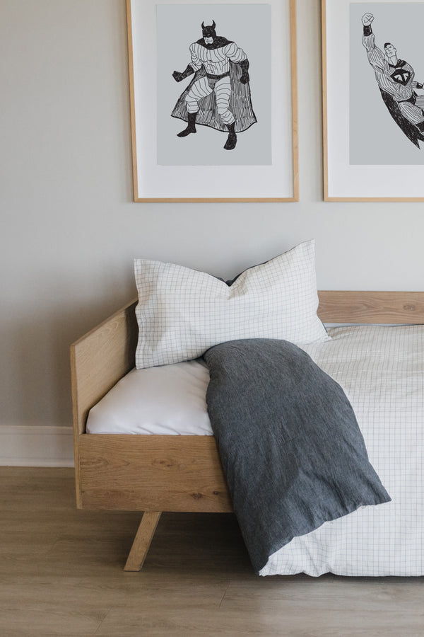 Charcoal Grid Washed Cotton Duvet