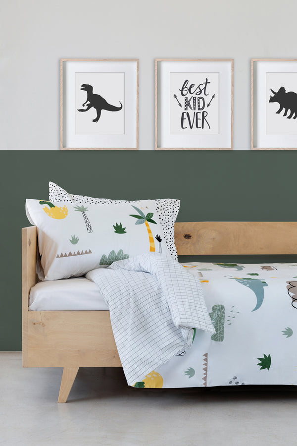 Dinosaur and Grid Duvet