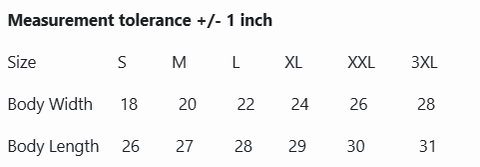 SOS Unisex Sizing Guide