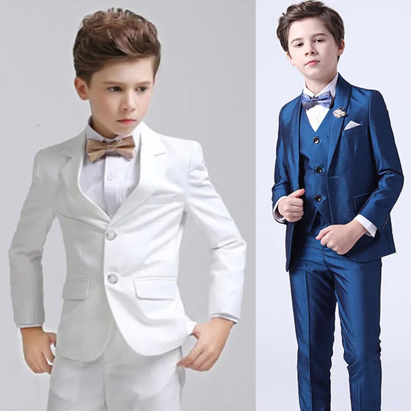 Boys White Blazer Vest Pants 3PCS Set