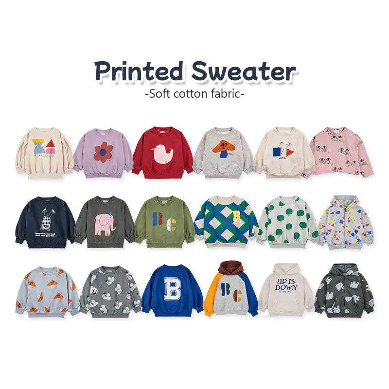 Cartoon Pattern Long Sleeve Print Children Sweaters