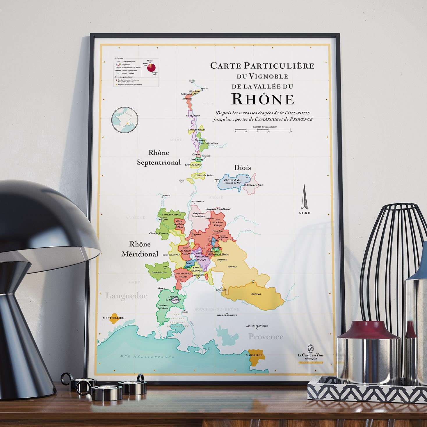 Carte des Vins du RhÃ´ne - Affiche 50 x 70 cm â€“ La Carte des Vins s'il