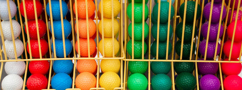 golf balls in many colours