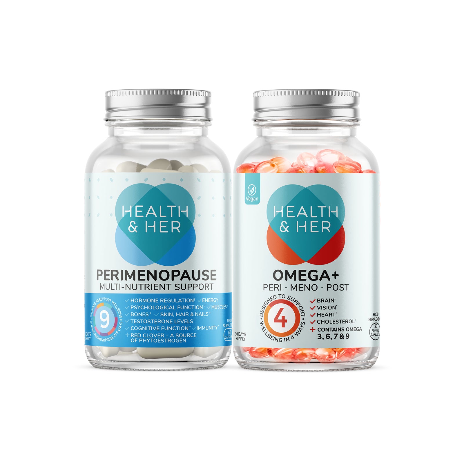 Health & Her Perimenopause Multi-Nutrient Support & Vegan Omega+ Bundle