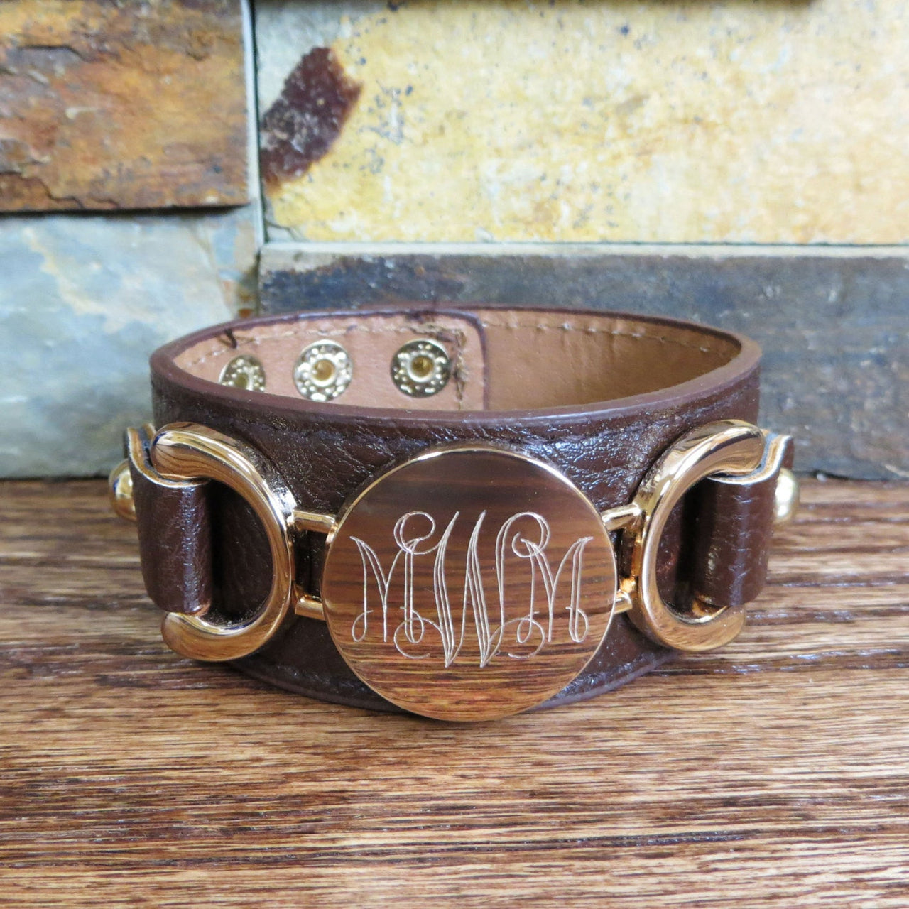 Leather Monogram Bracelet 