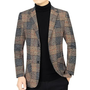 Business Casual Plaid Slim Fit Blazer - Polished 24/7
