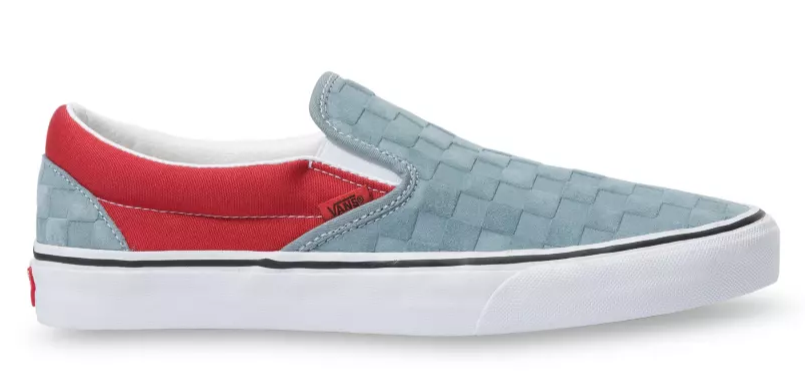 red checkerboard slip on vans