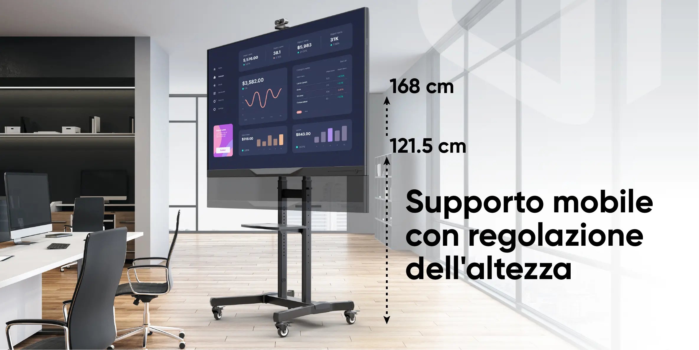 Supporto mobile con regolazione dell'altezza