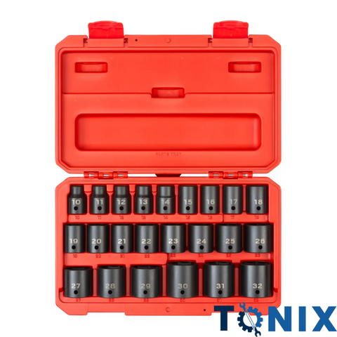 12 Inch Drive 6-Point Impact Socket Set, 23-Piece