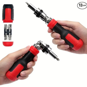 13-in-1 Ratcheting Screwdriver Set: Multi-Bit, Pivoting Handle - Tonix Tools