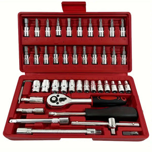 46pc 1/4" Metric Ratchet & Socket Set - Clutch Head - Tonix Tools