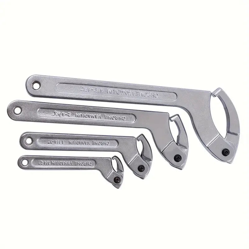4Pcs Adjustable Hook & C Pin Spanner Wrench Tool Set for Nut Removal