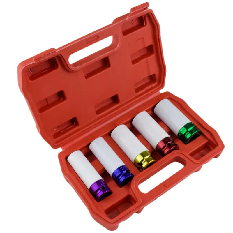 5Pcs 1/2" Drive Impact Socket Set - Wheel Protection, Deep Sockets