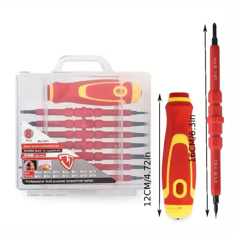 Insulated 10-in-1 Screwdriver Set - Multi-Head Household Kit (Tri-Wing)