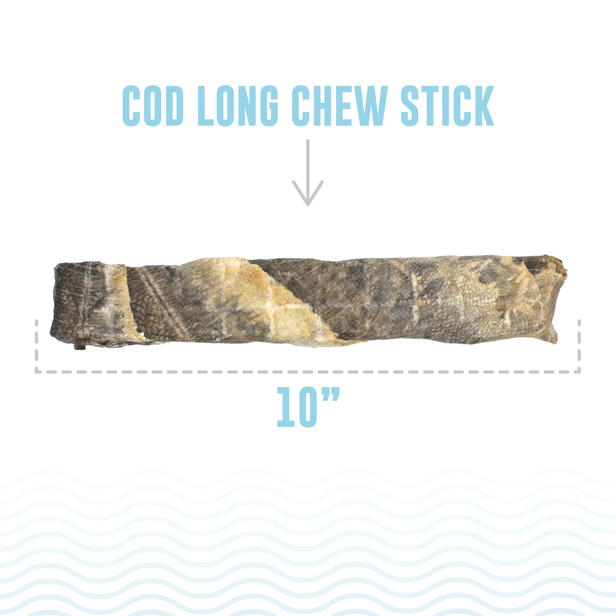 Hand Wrapped Cod Skin Long 10" Chew Sticks for Dogs