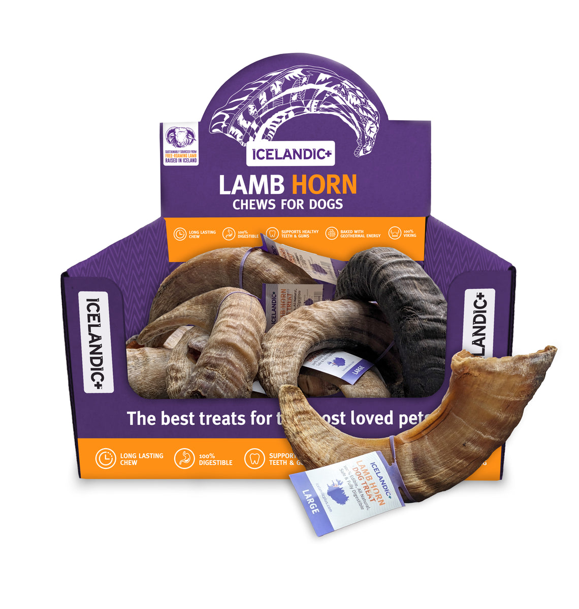 Large Lamb Horn Dog Chews