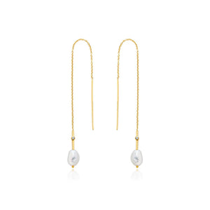 Gold Pearl Threader Earrings by Ania Haie - Jewelery4u
