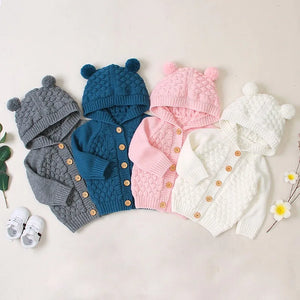 0-24M Baby Girl Sweater Kids Hooded Toddler Knitted Tops Girls Warm Coat Kid Outerwear Autumn Winter Jackets - SwagDreamz