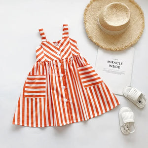 Red Stripe Cotton Dress - Peachy Bloomers