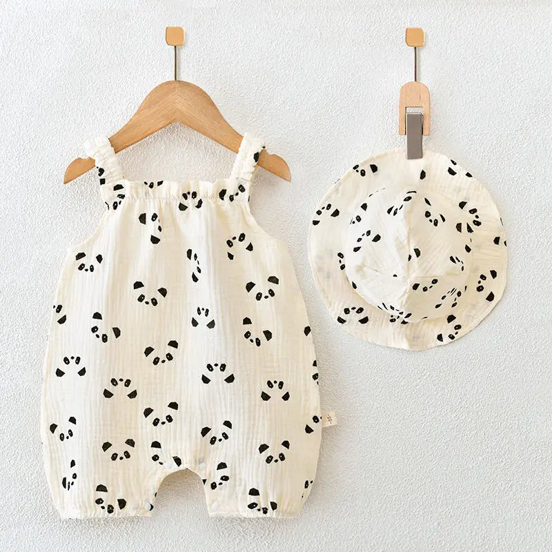 Newborn Baby Muslin Jumpsuit with Hat