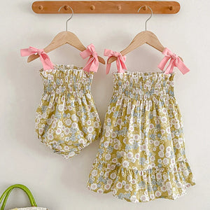 Daisy Floral Sisters Matching Outfit - Peachy Bloomers