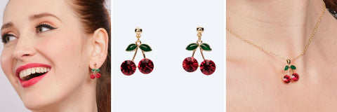 1950s rockabilly pin up cherry jewellery